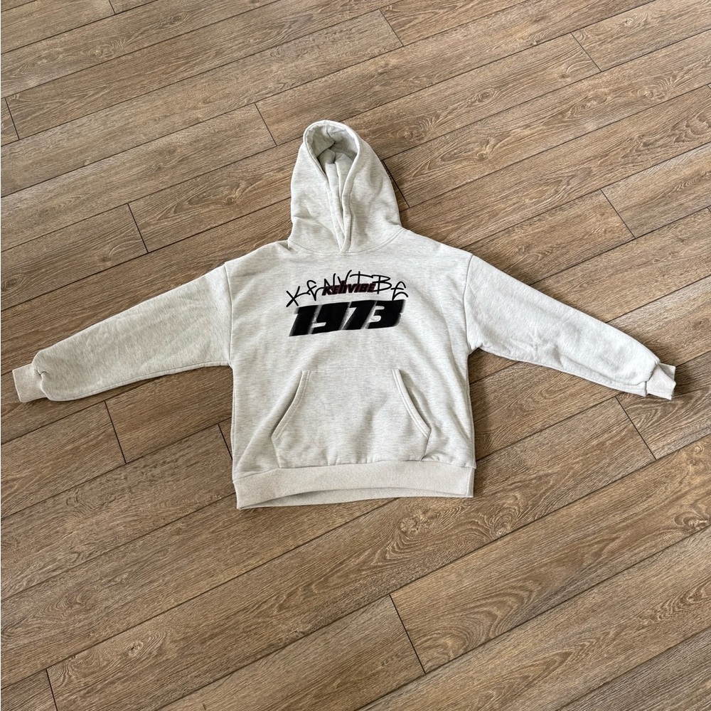 Gray Hoodie with Black Print